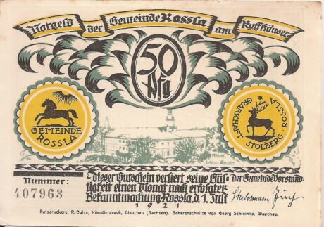Аверс банкноты 50 fenigów (Niemcy) 1921