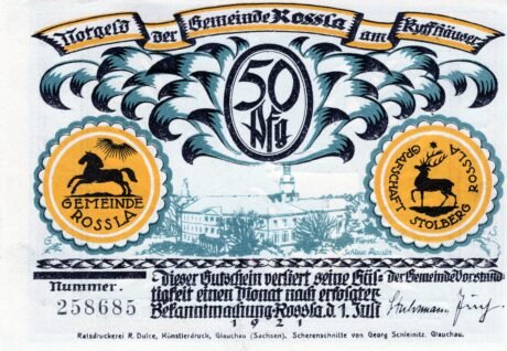 Аверс банкноты 50 fenigów (Niemcy) 1921