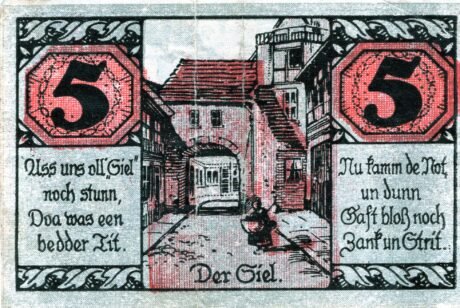 Реверс банкноты 5 fenigów (Niemcy) 1921