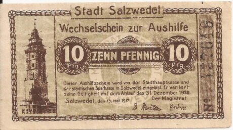 Аверс банкноты 10 пфеннигов (Германия) 1917 года