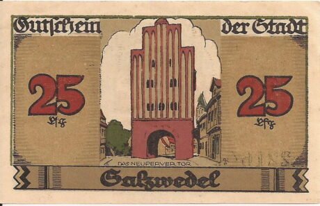 Реверс банкноты 25 fenigów (Niemcy) 1921