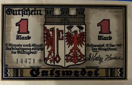 Аверс банкноты 1 marka (Niemcy) 1921