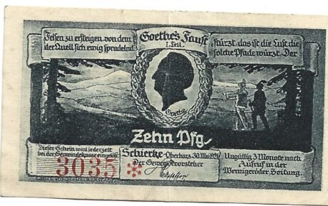 Аверс банкноты 10 fenigów (Niemcy) 1921