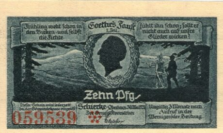 Аверс банкноты 10 fenigów (Niemcy) 1921