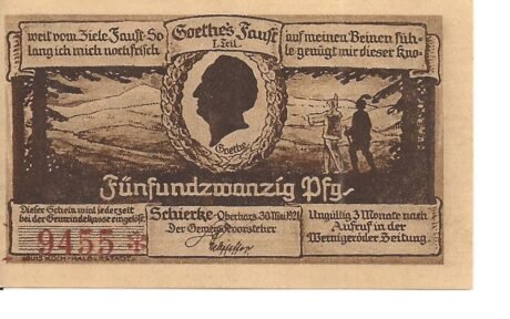 Аверс банкноты 25 fenigów (Niemcy) 1921