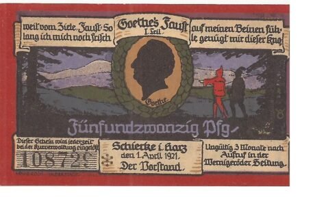 Аверс банкноты 25 fenigów (Niemcy) 1921