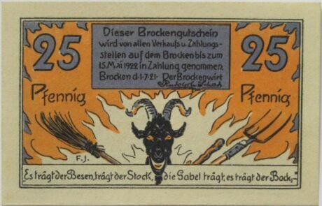 Аверс банкноты 25 fenigów Brocken/Brockenwirt (Niemcy) 1921