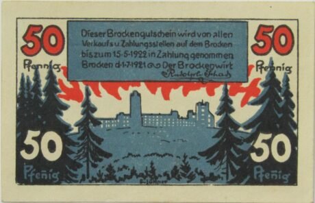 Аверс банкноты 50 fenigów Brocken/Brockenwirt (Niemcy) 1921