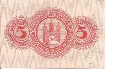 Реверс банкноты 5 fenigów (Niemcy) 1917