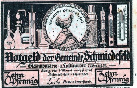 Аверс банкноты 10 fenigów (Niemcy) 1921