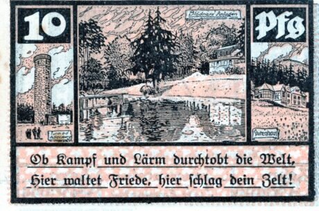 Реверс банкноты 10 fenigów (Niemcy) 1921