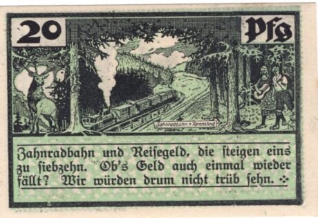 Реверс банкноты 20 fenigów (Niemcy)