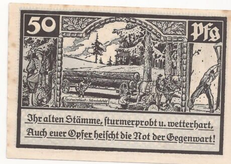 Реверс банкноты 50 fenigów (Niemcy)