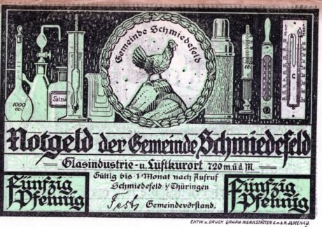 Аверс банкноты 50 fenigów, wydanie zielone (Niemcy) 1921