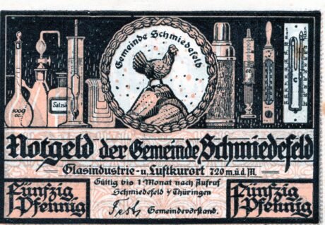 Аверс банкноты 50 fenigów, wydanie różowe (Niemcy) 1921