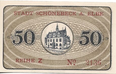 Реверс банкноты 50 fenigów (Niemcy)