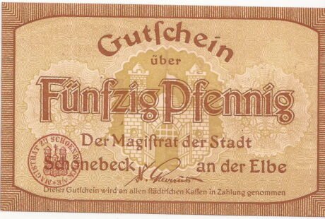 Аверс банкноты 50 fenigów (Niemcy)