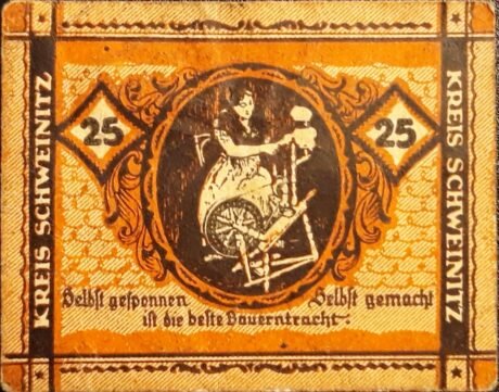 Реверс банкноты 25 fenigów Kreissparkasse Herzberg; brak daty (Niemcy)