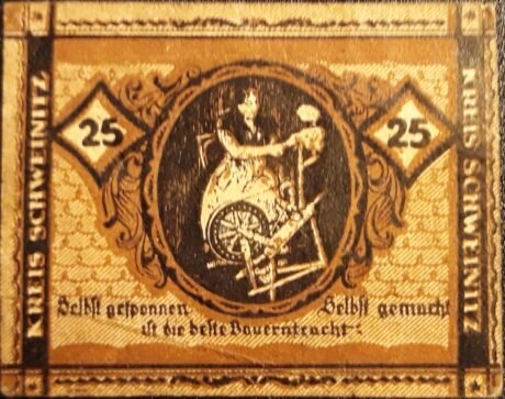 Реверс банкноты 25 fenigów Kreissparkasse Herzberg; z datą (Niemcy) 1920