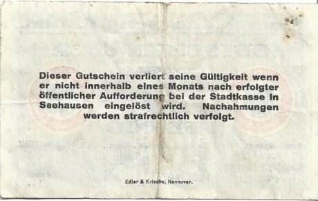 Реверс банкноты 5 fenigów (Niemcy) 1917