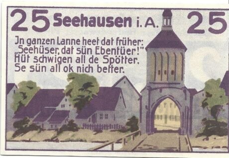 Реверс банкноты 25 fenigów (Niemcy) 1921