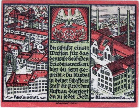 Реверс банкноты 1 znaczek serii Dreyse (Niemcy) 1921