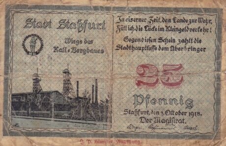 Аверс банкноты 25 fenigów (Niemcy) 1918