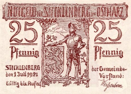 Аверс банкноты 25 fenigów (Niemcy) 1921