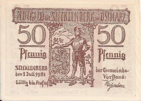 Аверс банкноты 50 fenigów (Niemcy) 1921