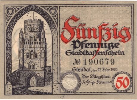 Аверс банкноты 50 fenigów (Niemcy) 1920