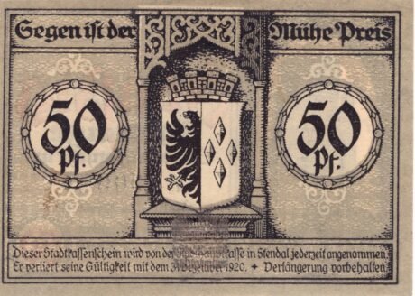 Реверс банкноты 50 fenigów (Niemcy) 1920