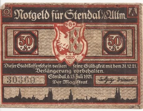 Аверс банкноты 50 fenigów (Niemcy) 1921