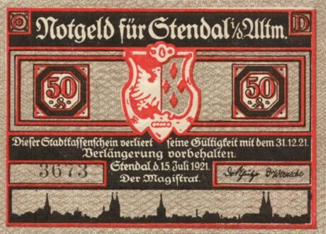 Аверс банкноты 50 fenigów (Niemcy) 1921