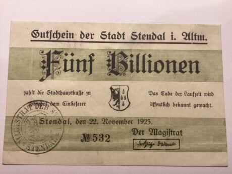 Аверс банкноты 5000000000000 марок (Германия) 1923 года