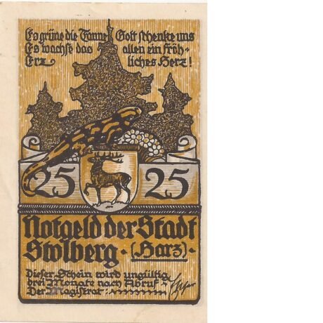 Аверс банкноты 25 fenigów (Niemcy) 1921