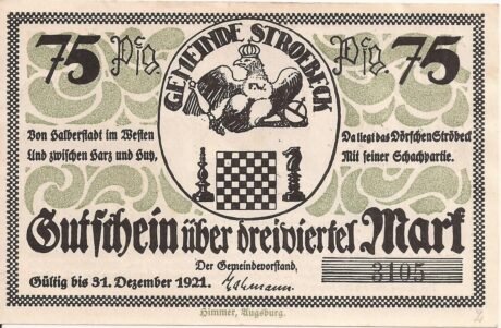 Аверс банкноты 75 пфеннигов (Германия) 1921 года