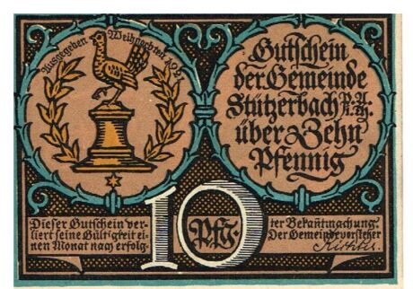 Аверс банкноты 10 fenigów (Niemcy) 1921