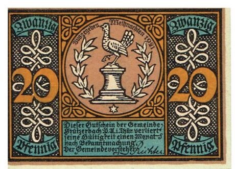 Аверс банкноты 20 fenigów (Niemcy) 1921