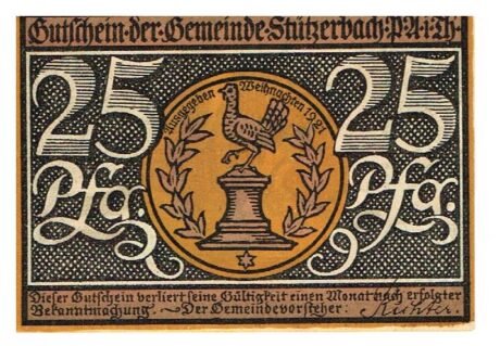 Аверс банкноты 25 fenigów (Niemcy) 1921