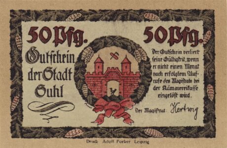 Аверс банкноты Seria zabytków 50 fenigów – Marktplatz (Niemcy)