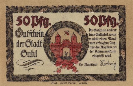 Аверс банкноты Seria zabytków 50 Pfennigów — Rathaus (Niemcy)