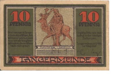Аверс банкноты 10 fenigów (Niemcy) 1921