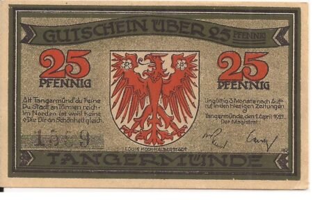 Аверс банкноты 25 fenigów (Niemcy) 1921