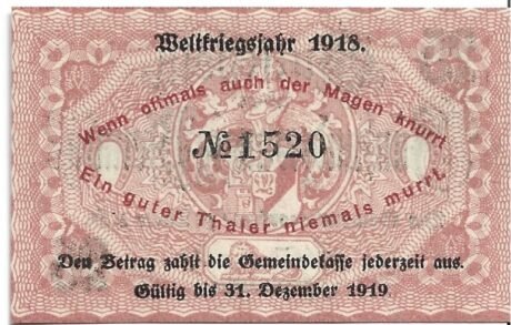 Реверс банкноты 25 fenigów (Niemcy) 1918