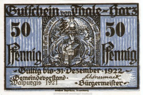 Аверс банкноты 50 fenigów (Niemcy) 1921