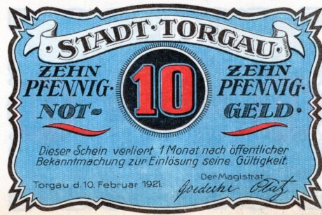 Аверс банкноты 10 fenigów (Niemcy) 1921