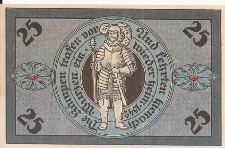 Реверс банкноты 25 fenigów (Niemcy) 1921