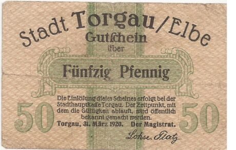 Аверс банкноты 50 fenigów (Niemcy) 1920