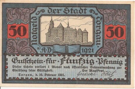 Аверс банкноты 50 fenigów (Niemcy) 1921