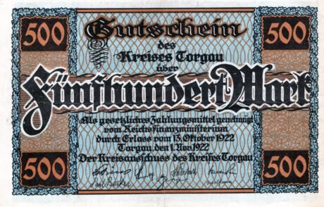 Аверс банкноты 500 marek (Niemcy) 1922